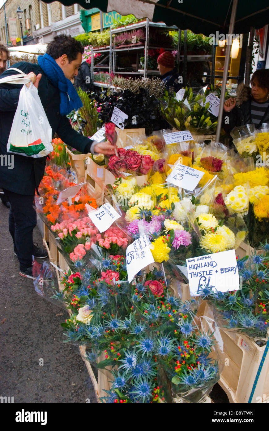 Columbia Road flower market is held on Sundays in East London England