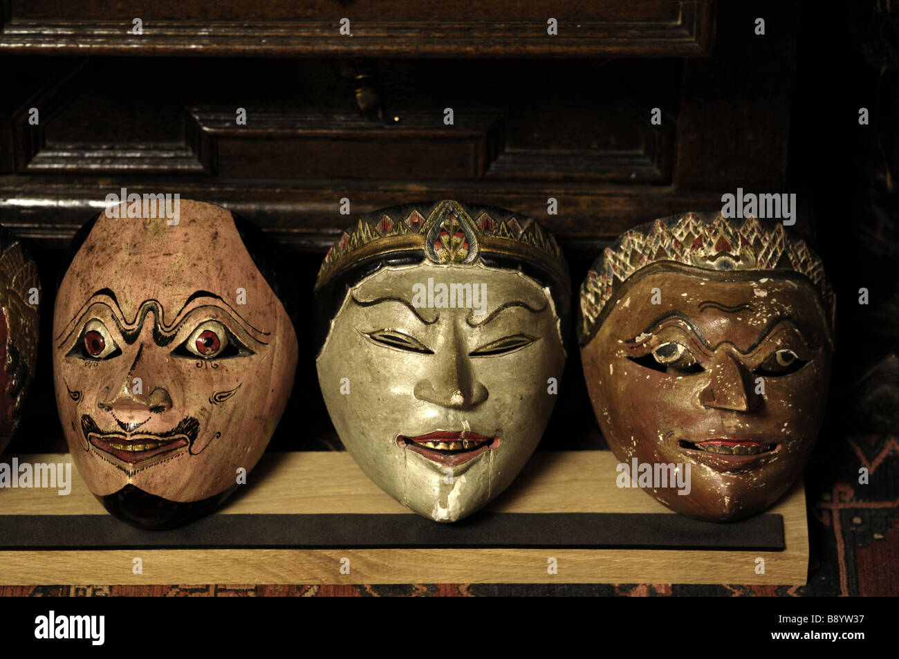 Part of the collection of Javanese and Balinese Wagang and Topeng theatre  masks in Seraphim Snowshill Manor Stock Photo - Alamy