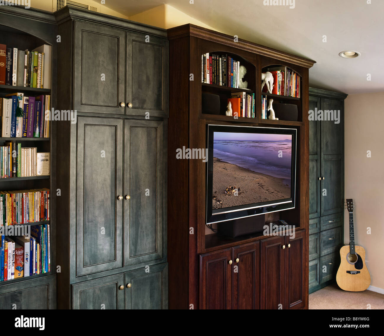 Custom built entertainment center Stock Photo Alamy