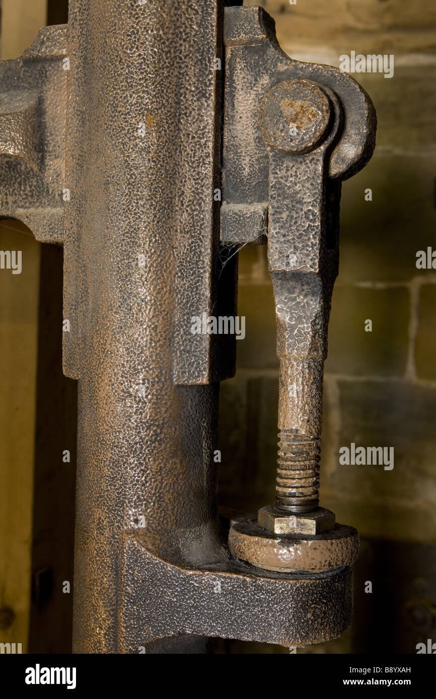 Restored machinery at Stainsby Mill a working water powered flour mill