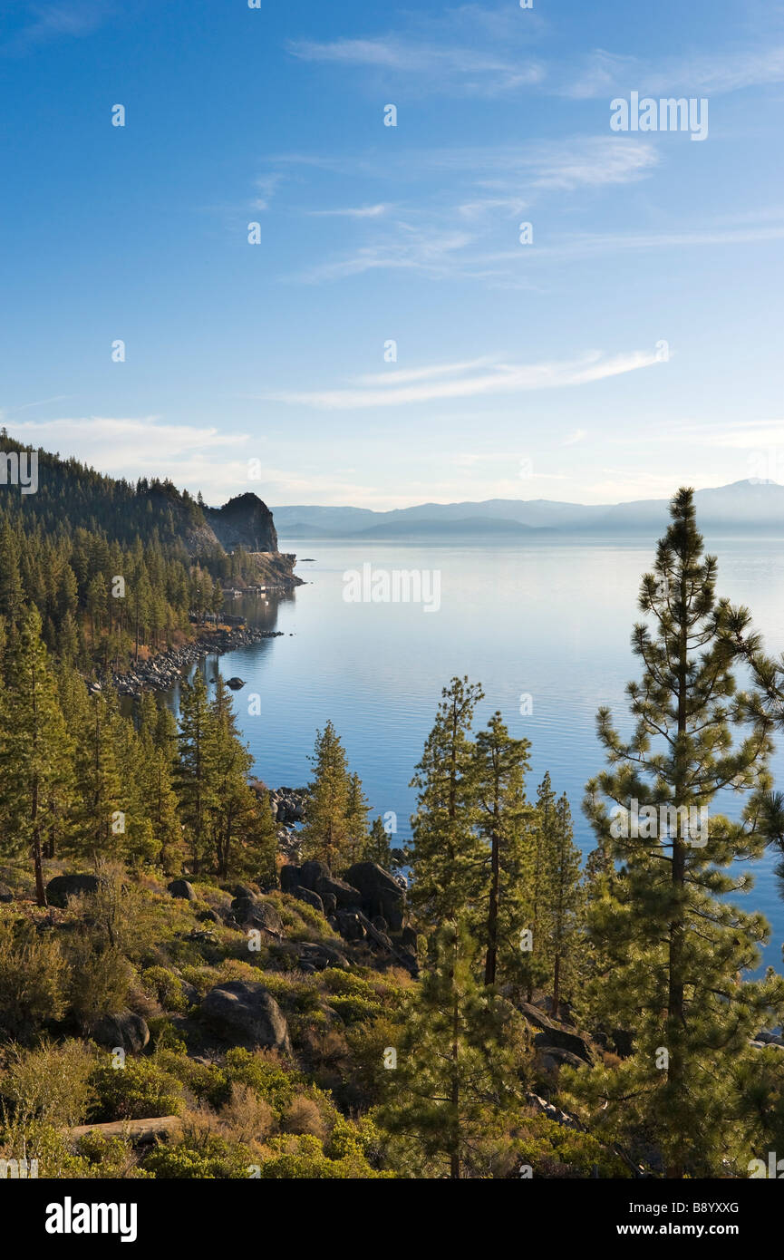 Late afternoon view from Logan Shoals Vista Point off Highway 50, Zephyr Cove, Lake Tahoe, Nevada, USA Stock Photo