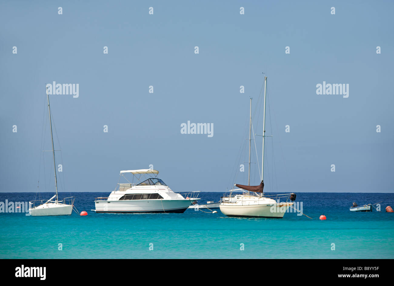 Boats and yachts at Brownes Beach, West Coast of Barbados, 'West Indies' Stock Photo