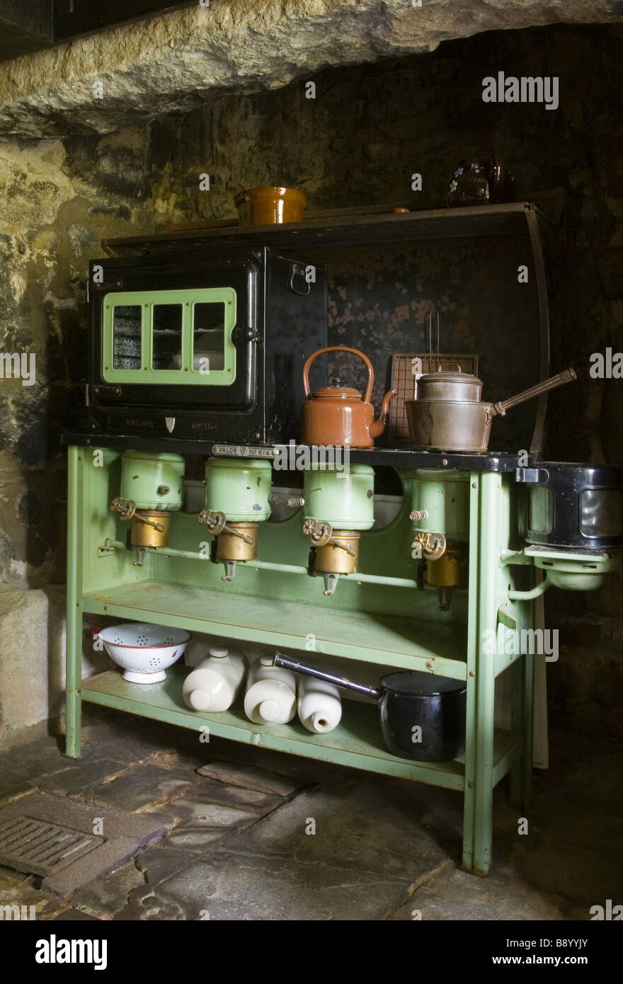 Valor paraffin stove in the Kitchen at Plas yn Rhiw, Pwllheli, Gwynedd. Stock Photo