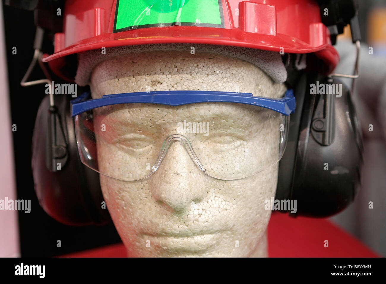 Dummy head with safety equipment Stock Photo Alamy