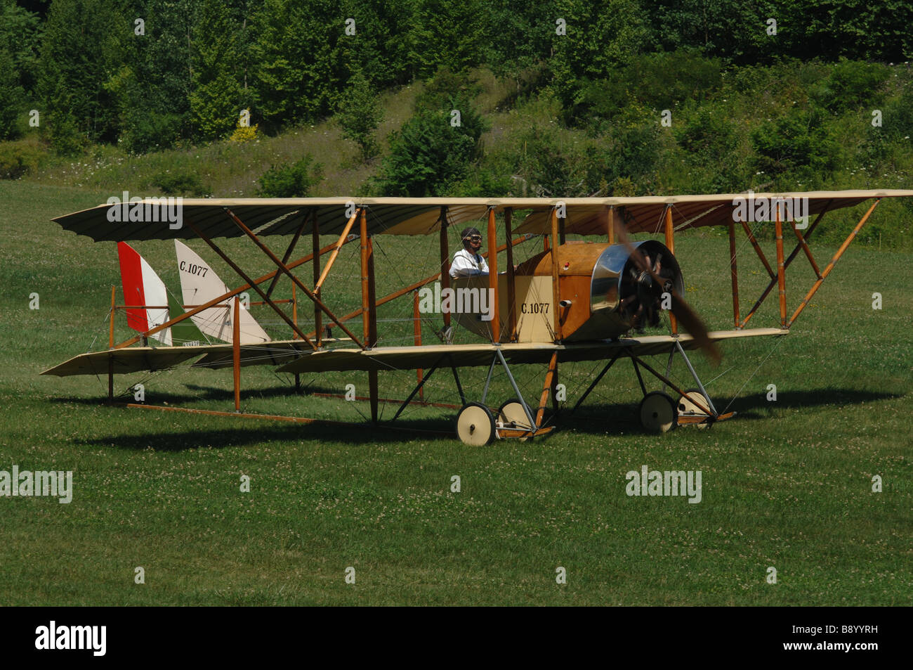 Biplane flight demonstration at historic Rhinebeck Aerodrome, Hudson ...