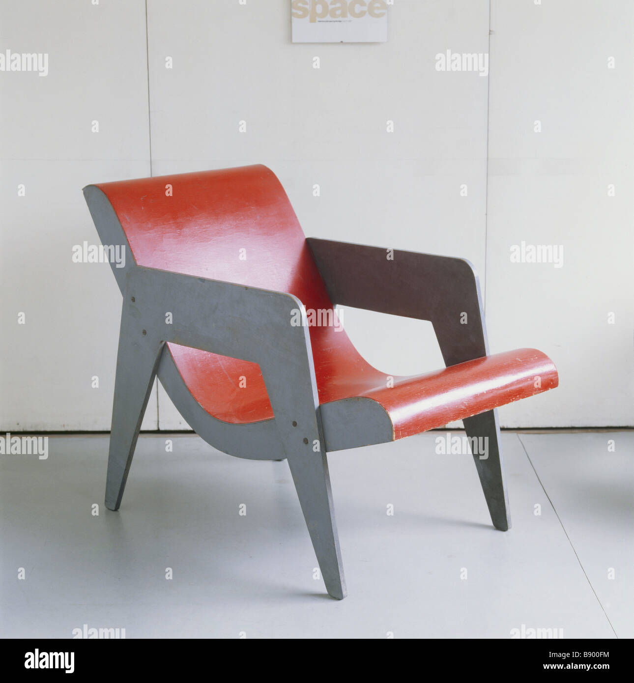 A Modernist red and grey chair at 2 Willow Road Hampstead London Stock Photo