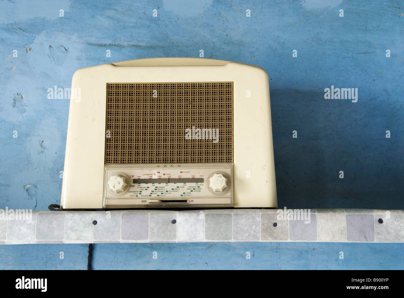 A Bakelite radio at The Workhouse, Southwell which was used as temporary council accommodation in the 1970s. Stock Photo