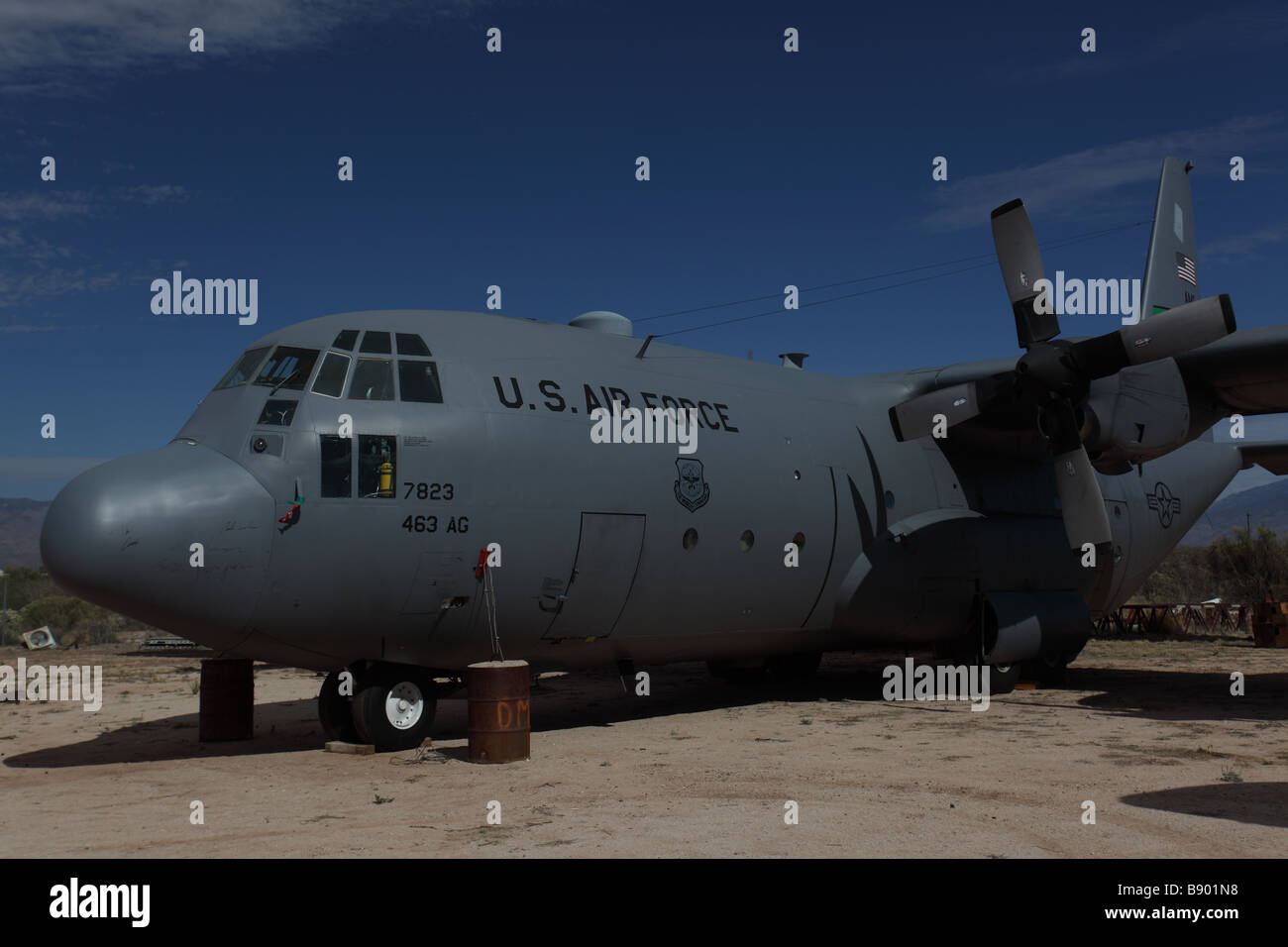 Old Aircraft at aircraft restoration facility near airplane boneyard -Tucson Arizona - USA Stock Photo