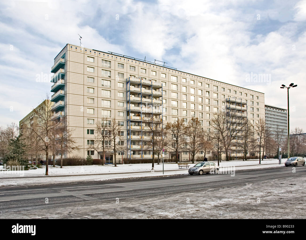 Old Communist housing in East Berlin, Karl Marx Alle Stock Photo