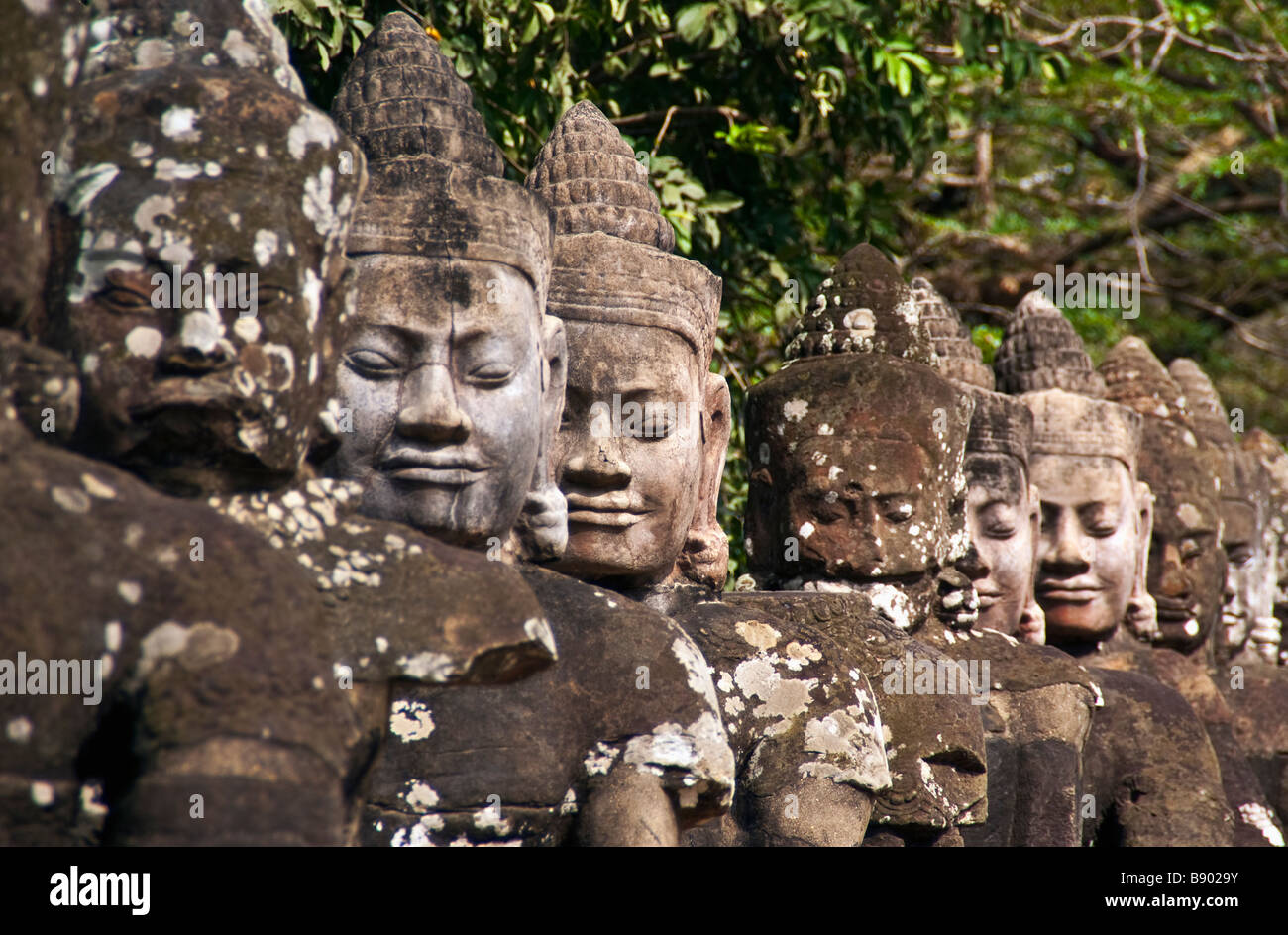 Angkor Thom statues of Hindu devas (guardian gods) lining road to south ...