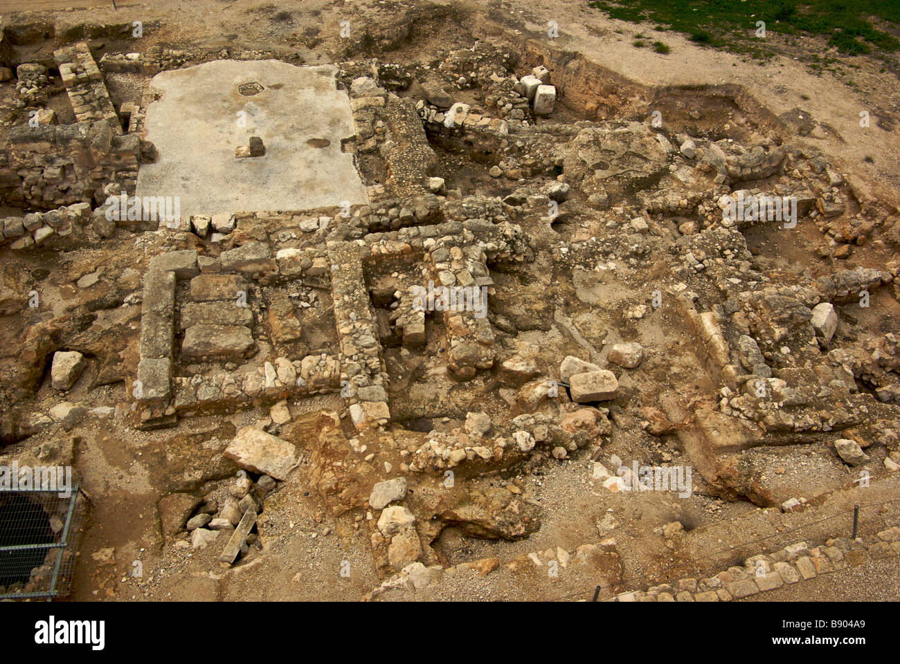 Archeological dig site with ancient building foundations of ancient house from mishnaic period city Zippori or Sepphoris Stock Photo