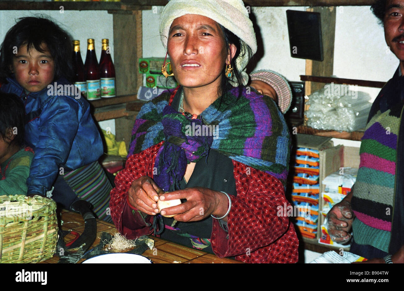 A local Nepali grocery shop in the Himalaya mountains, Nepal Stock