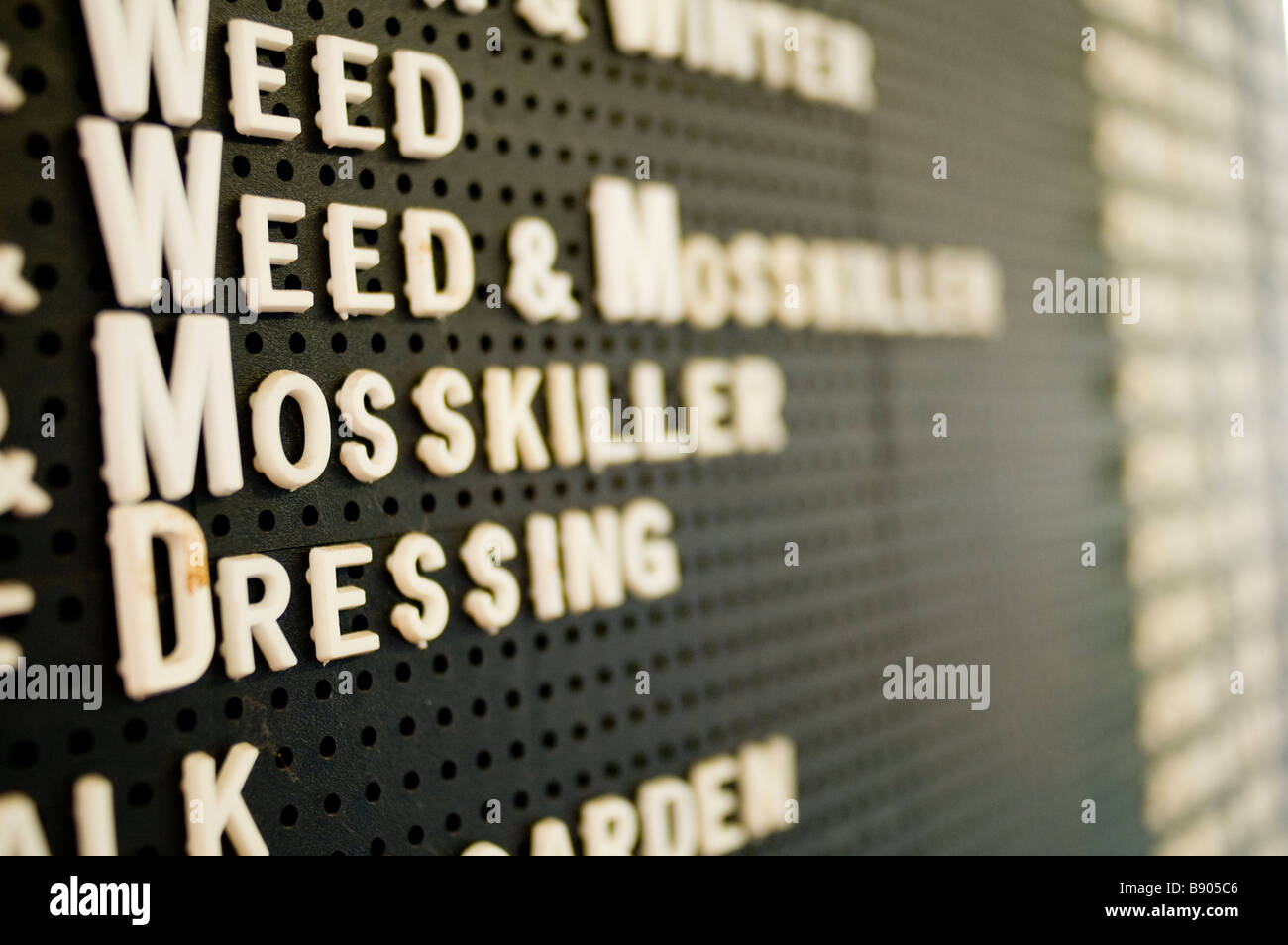 Words On A Display Board In Seed Shop Stock Photo Alamy
