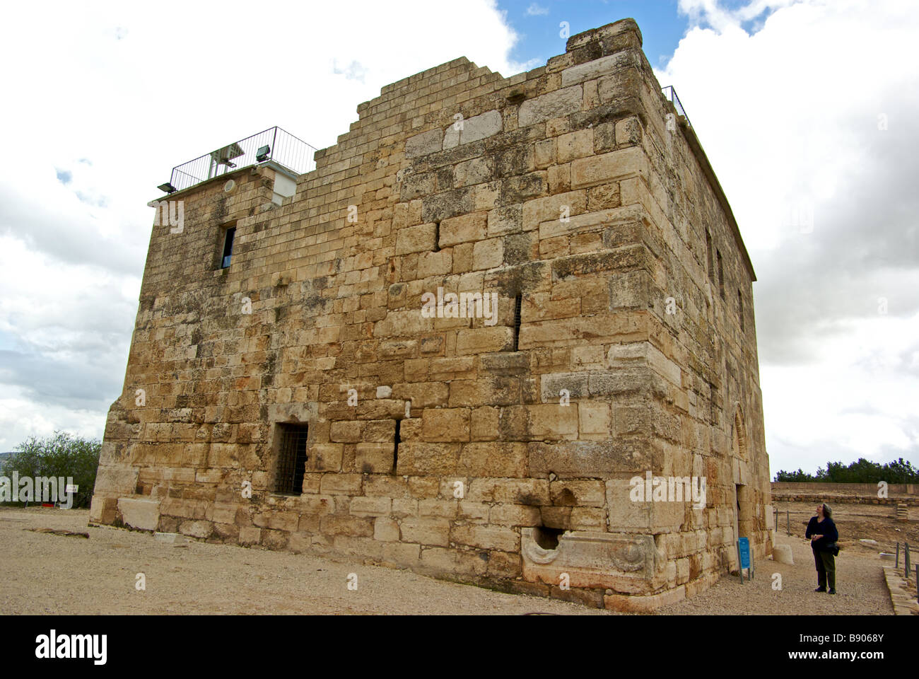 Reconstructed Crusader Citadel fortress atop hill at mishnaic period city Zippori or Sepphoris Stock Photo