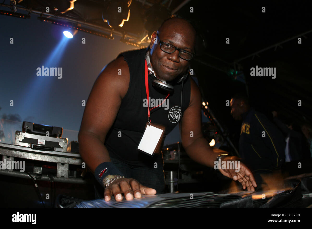 Live performance of DJ Carl Cox at Dance Valley 2005 at recreational area Spaarnwoude in Velsen The Netherlands Stock Photo