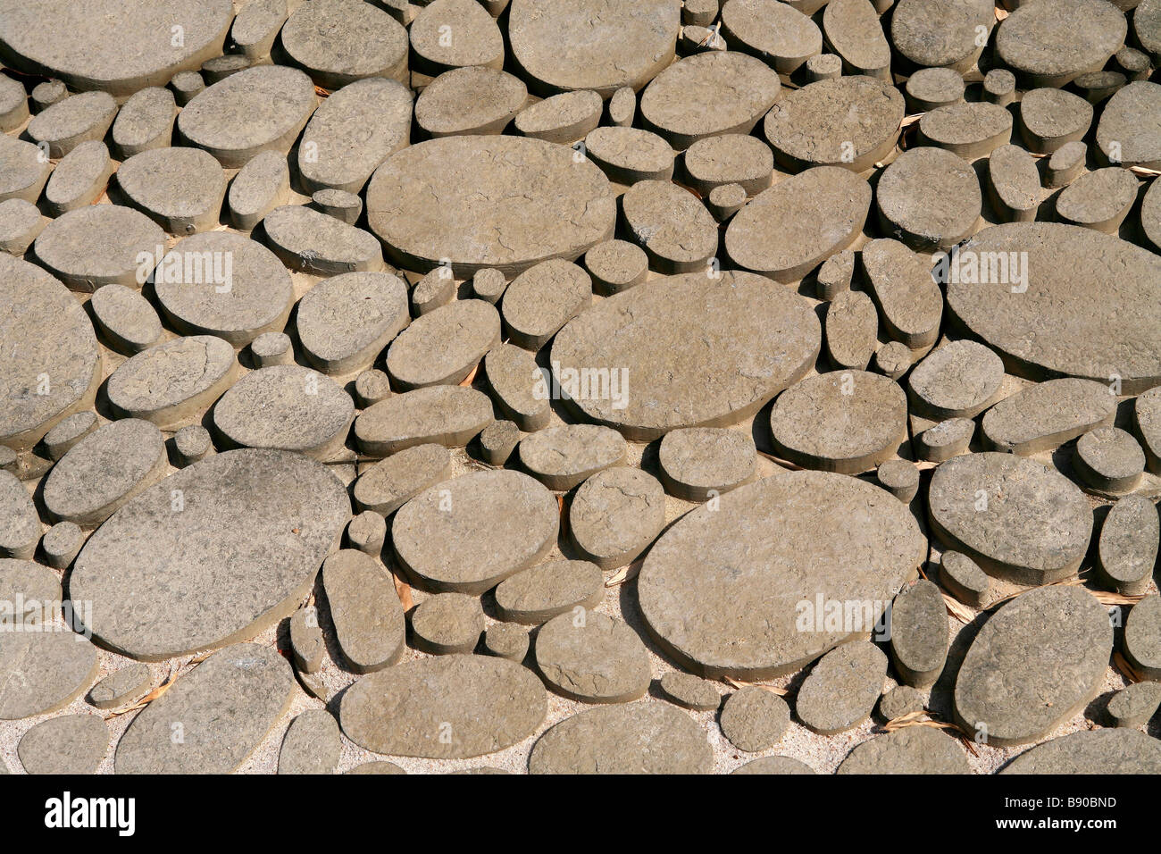 Pavement of cut cobblestones Stock Photo