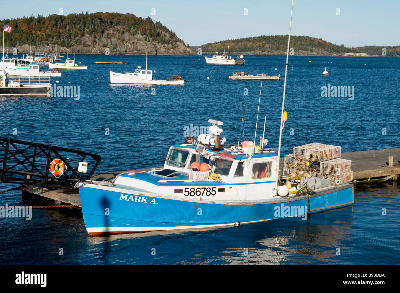 Lobster boat docked in Bar Harbor, Maine, New England Stock Photo Alamy