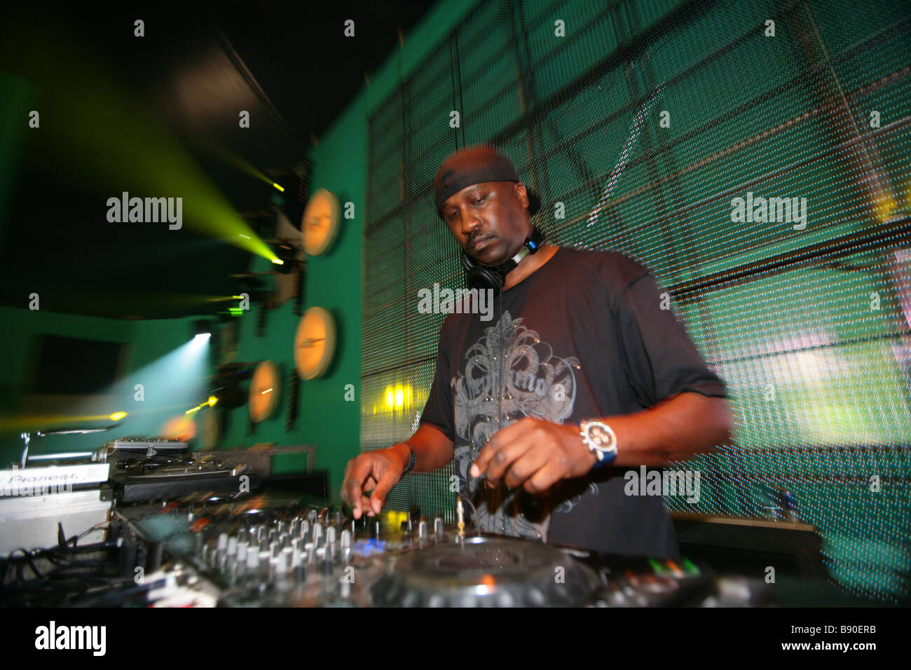 Live performance of DJ Todd Terry at Tomorrowland 2008 held on Recreational area De Schorre, Boom in Belgium Stock Photo