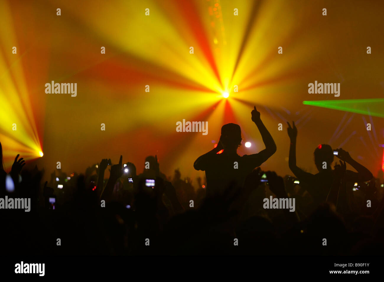 Picture of the crowd during Trance Energy 2009 in the Jaarbeurs in the city Utrecht, Netherlands. Stock Photo