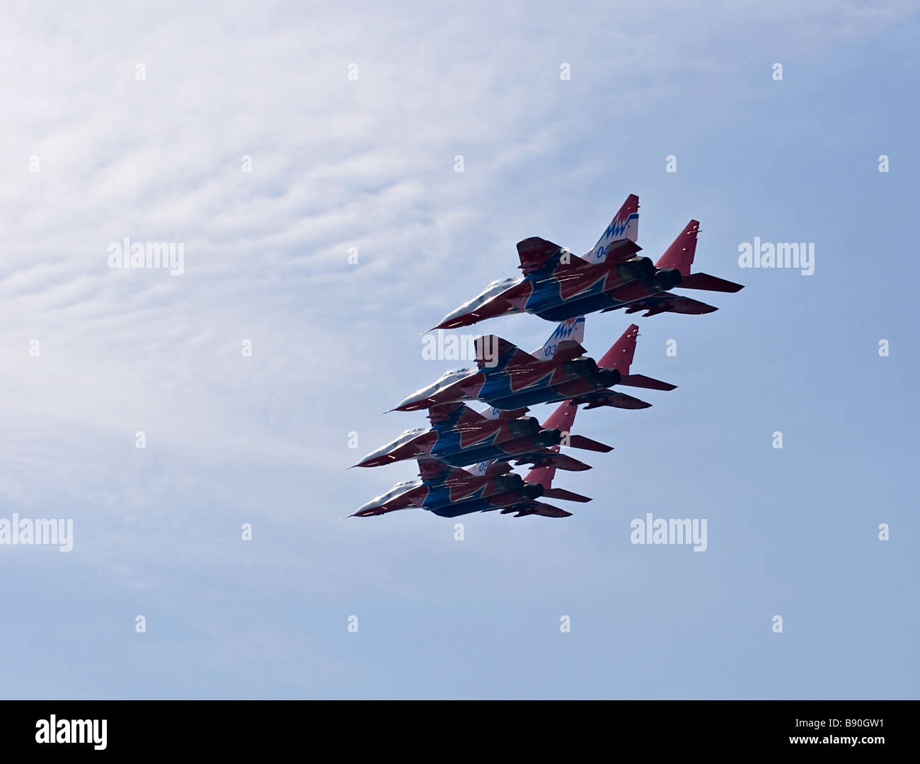 The Russian Knights aerobatic team at air show Stock Photo Alamy