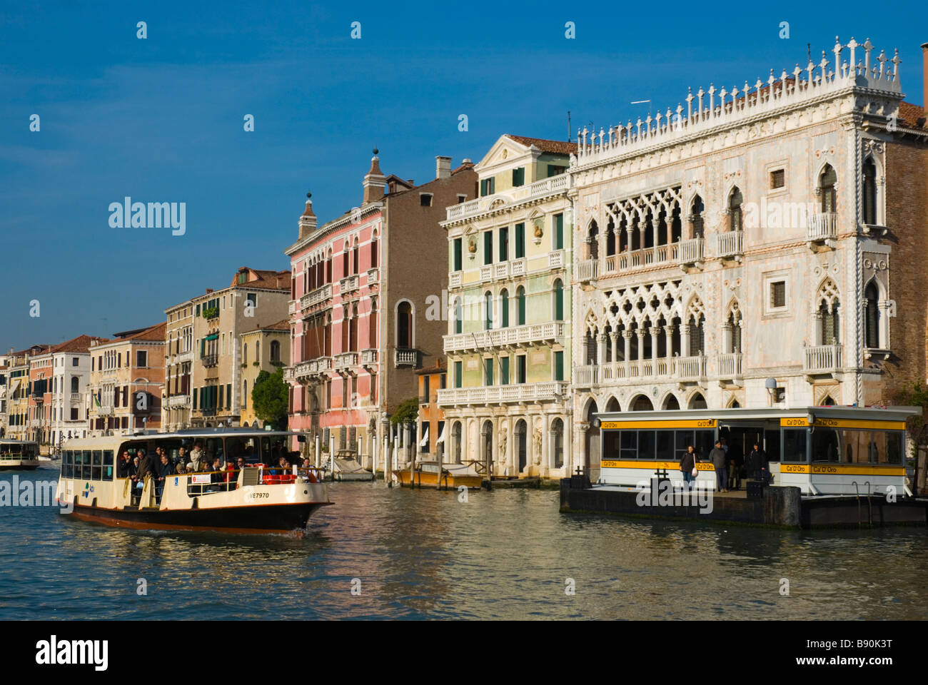 Ca d'Oro vaporetti stop along Canal Grande in Cannaregio district of Venice Italy Europe Stock Photo