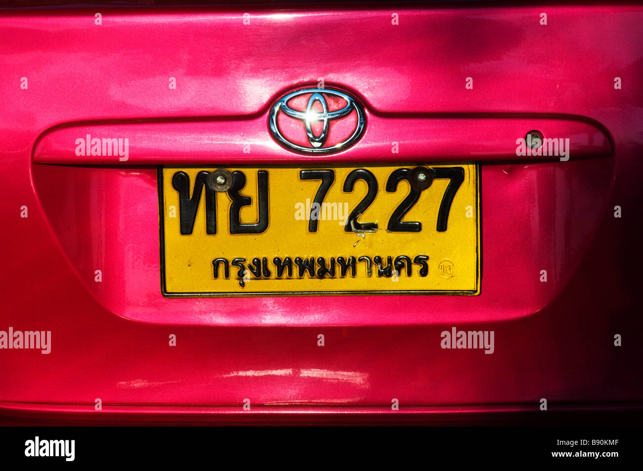Number plate of Bangkok taxi Stock Photo