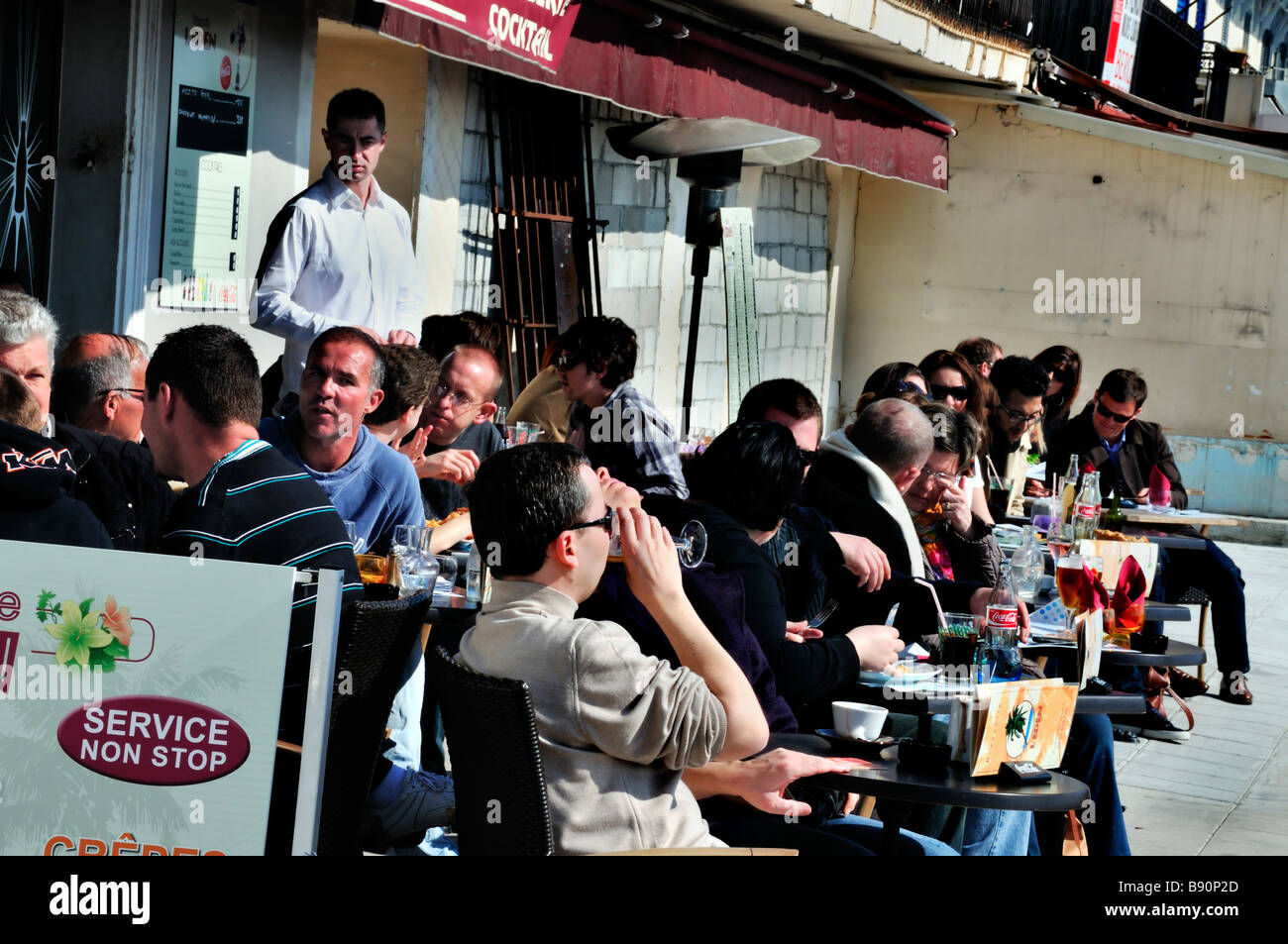 Nice France, French Café, Brasserie Restaurant, Sidewalk, Crowded