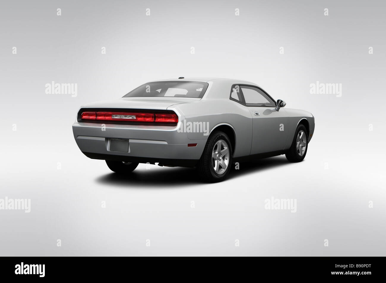 2009 Dodge Challenger SE in Silver - Rear angle view Stock Photo