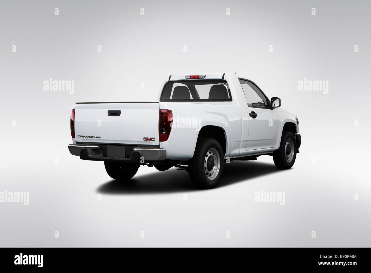2009 GMC Canyon in White - Rear angle view Stock Photo