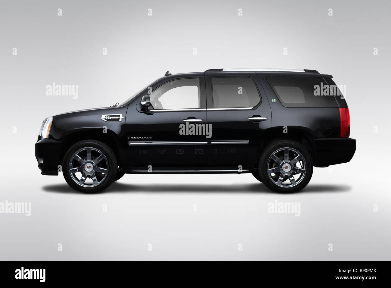 2009 Cadillac Escalade Hybrid in Black - Drivers Side Profile Stock Photo