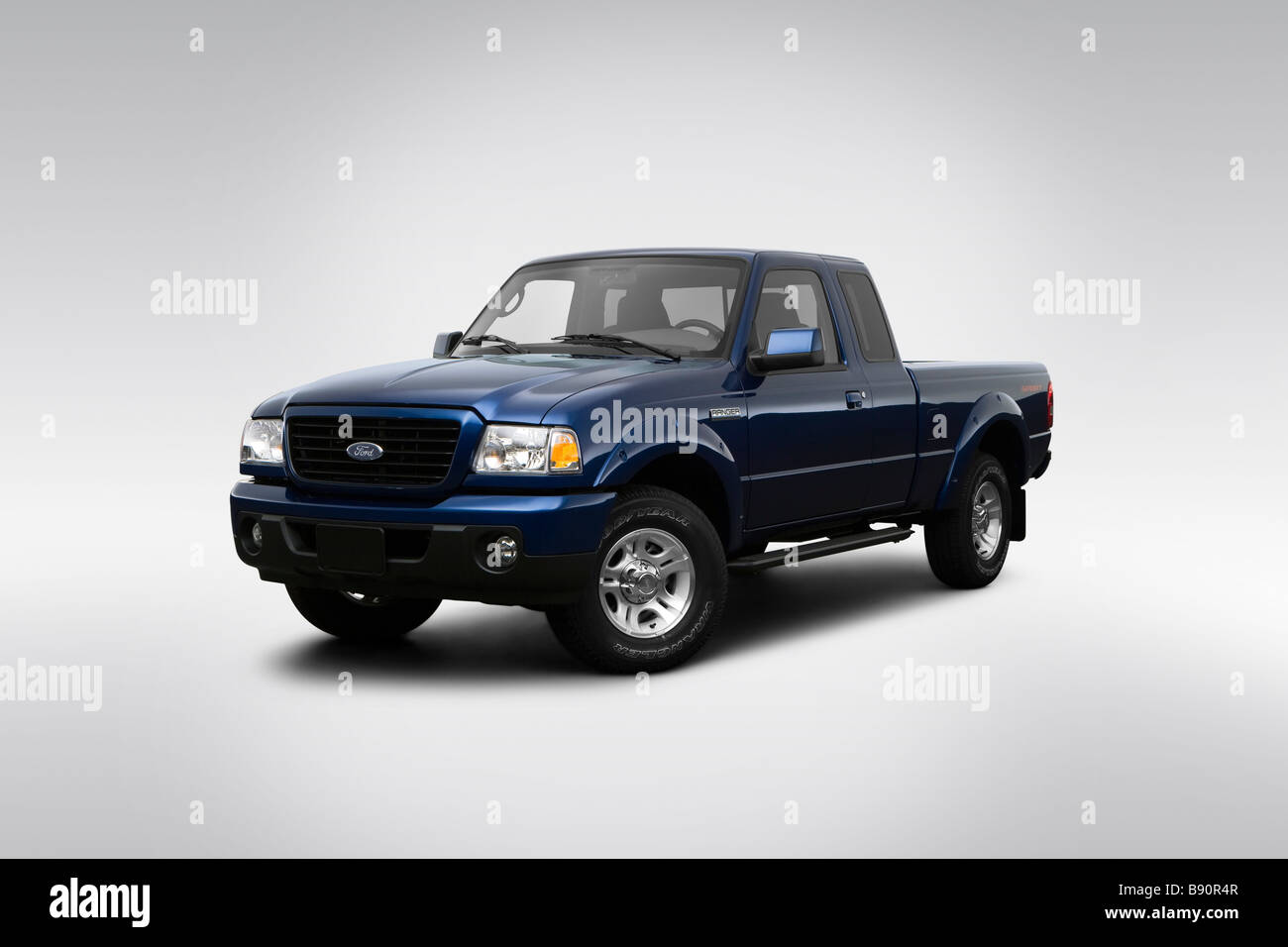 2009 Ford Ranger Sport in Blue - Front angle view Stock Photo