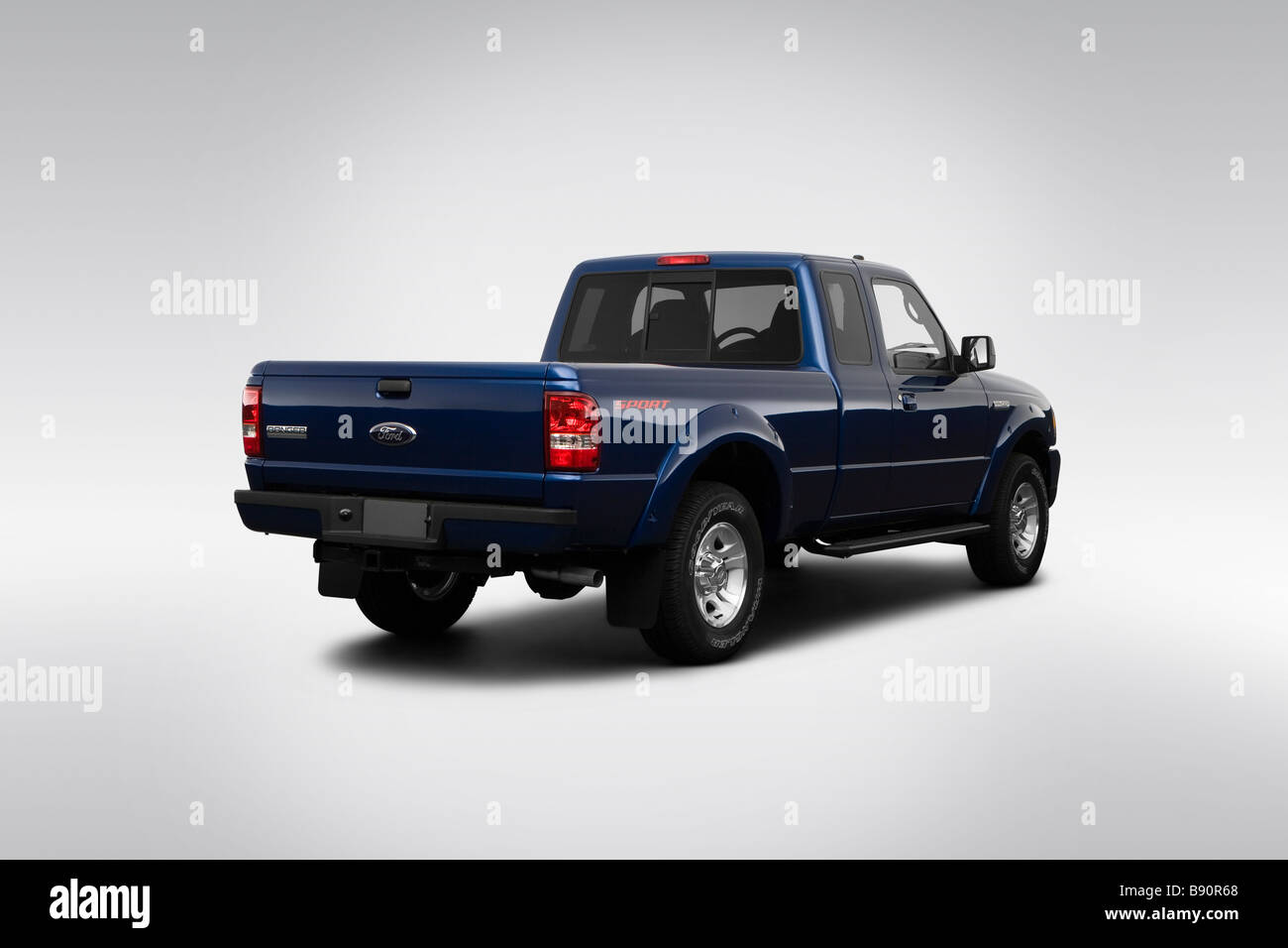 2009 Ford Ranger Sport in Blue - Rear angle view Stock Photo