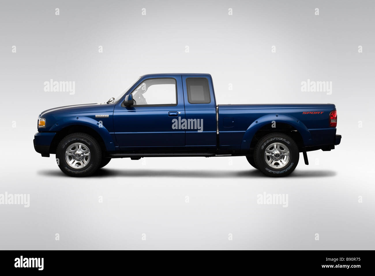 2009 Ford Ranger Sport in Blue - Drivers Side Profile Stock Photo