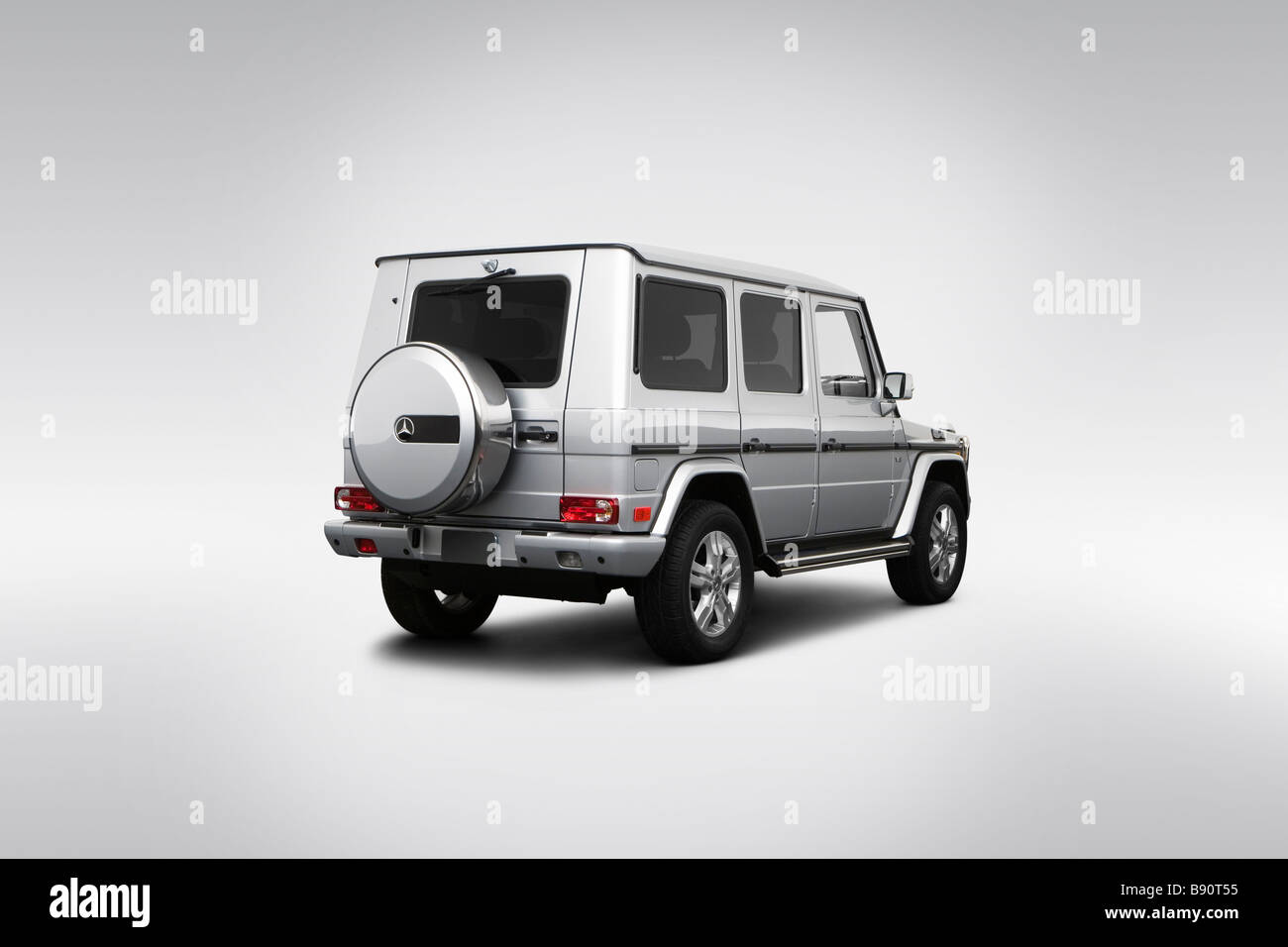 2009 Mercedes-Benz G-Class G550 in Silver - Rear angle view Stock Photo