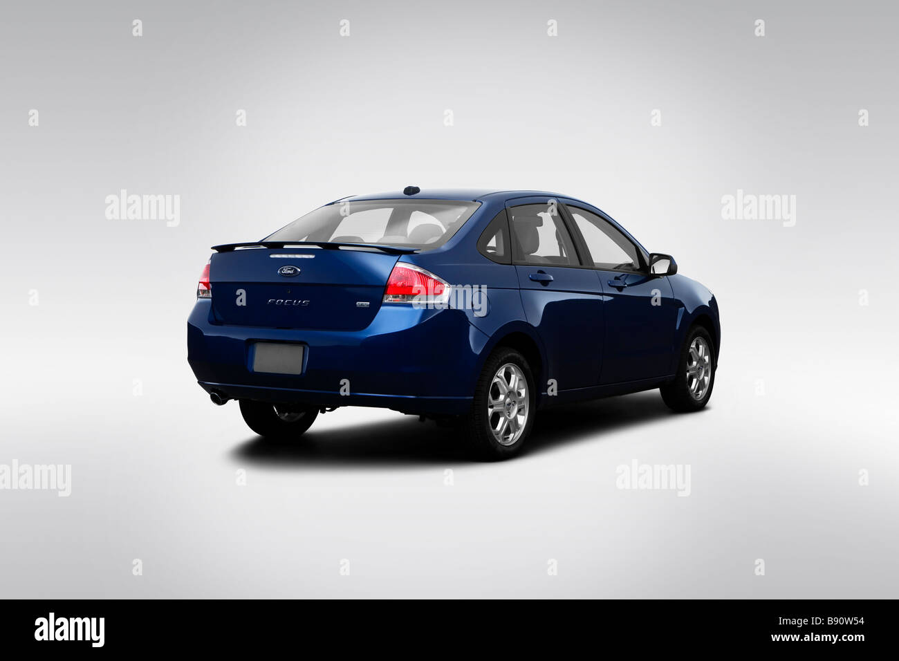 2009 Ford Focus SES in Blue - Rear angle view Stock Photo