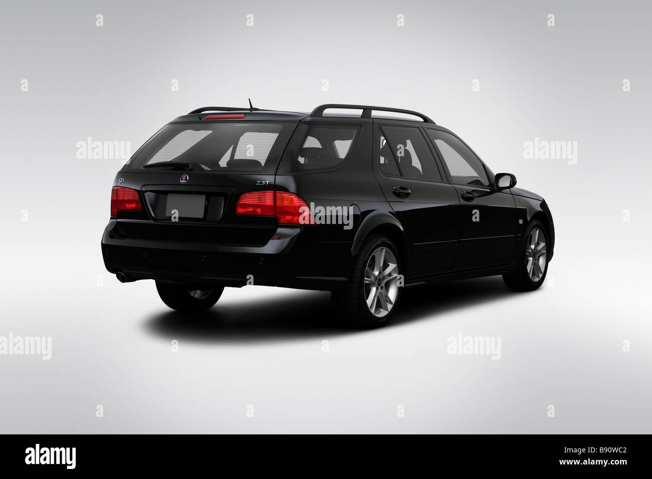 2009 Saab 9-5 Sport Combi in Black - Rear angle view Stock Photo