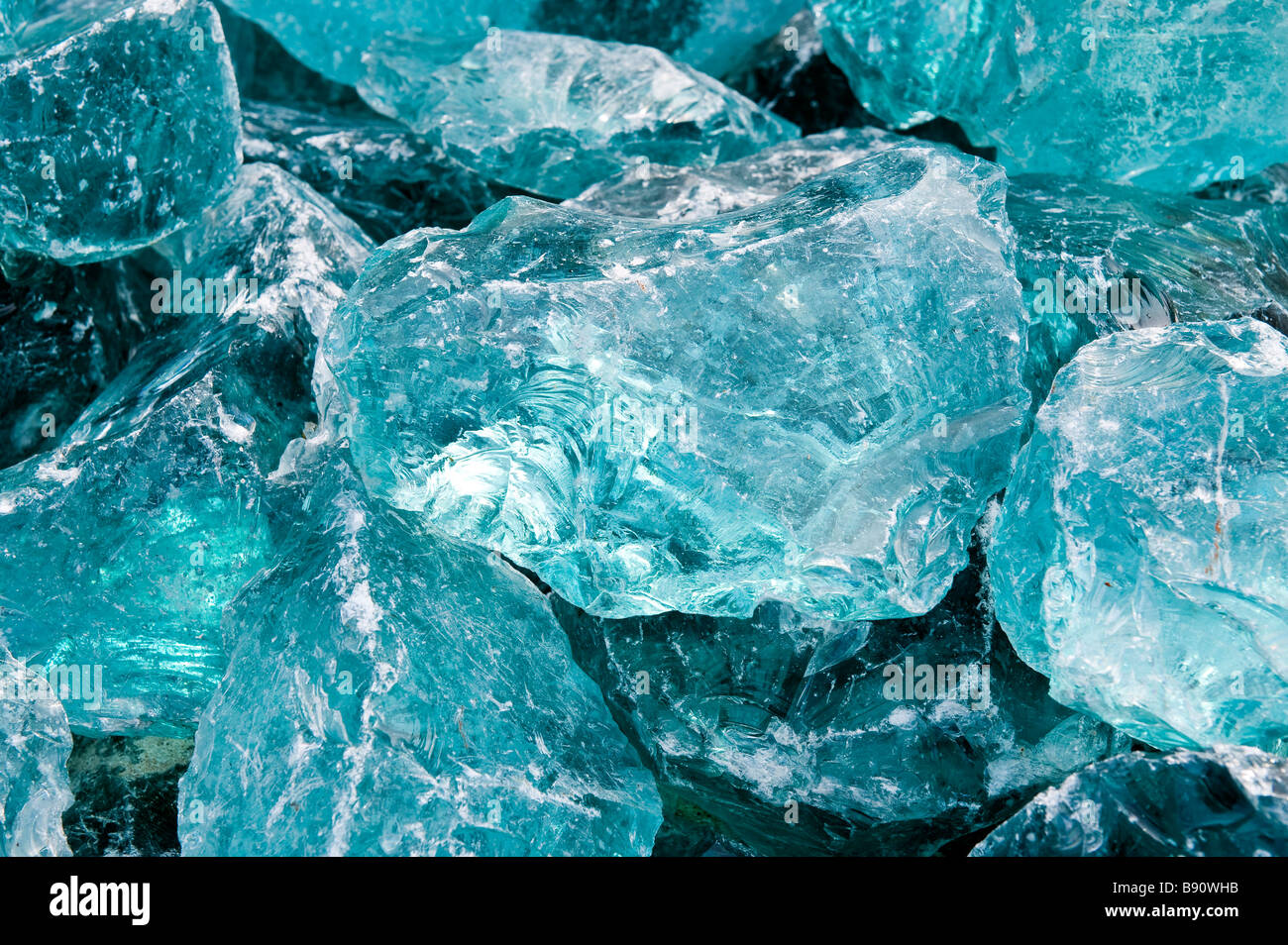 Chunks of raw aquamarine glass Stock Photo Alamy