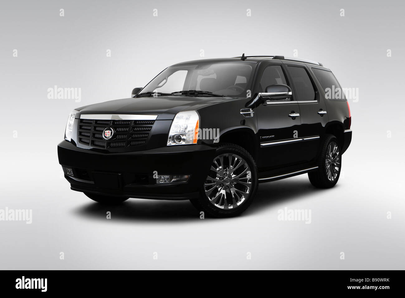 2009 Cadillac Escalade in Black - Front angle view Stock Photo
