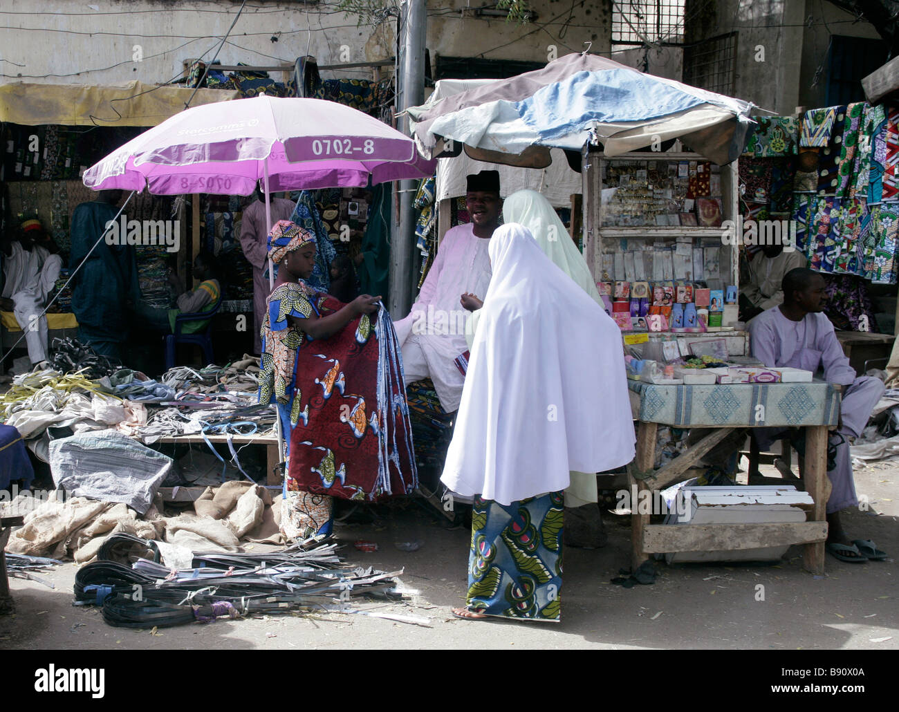 Vendors in the open air market in Maiduguri, Nigeria Stock Photo