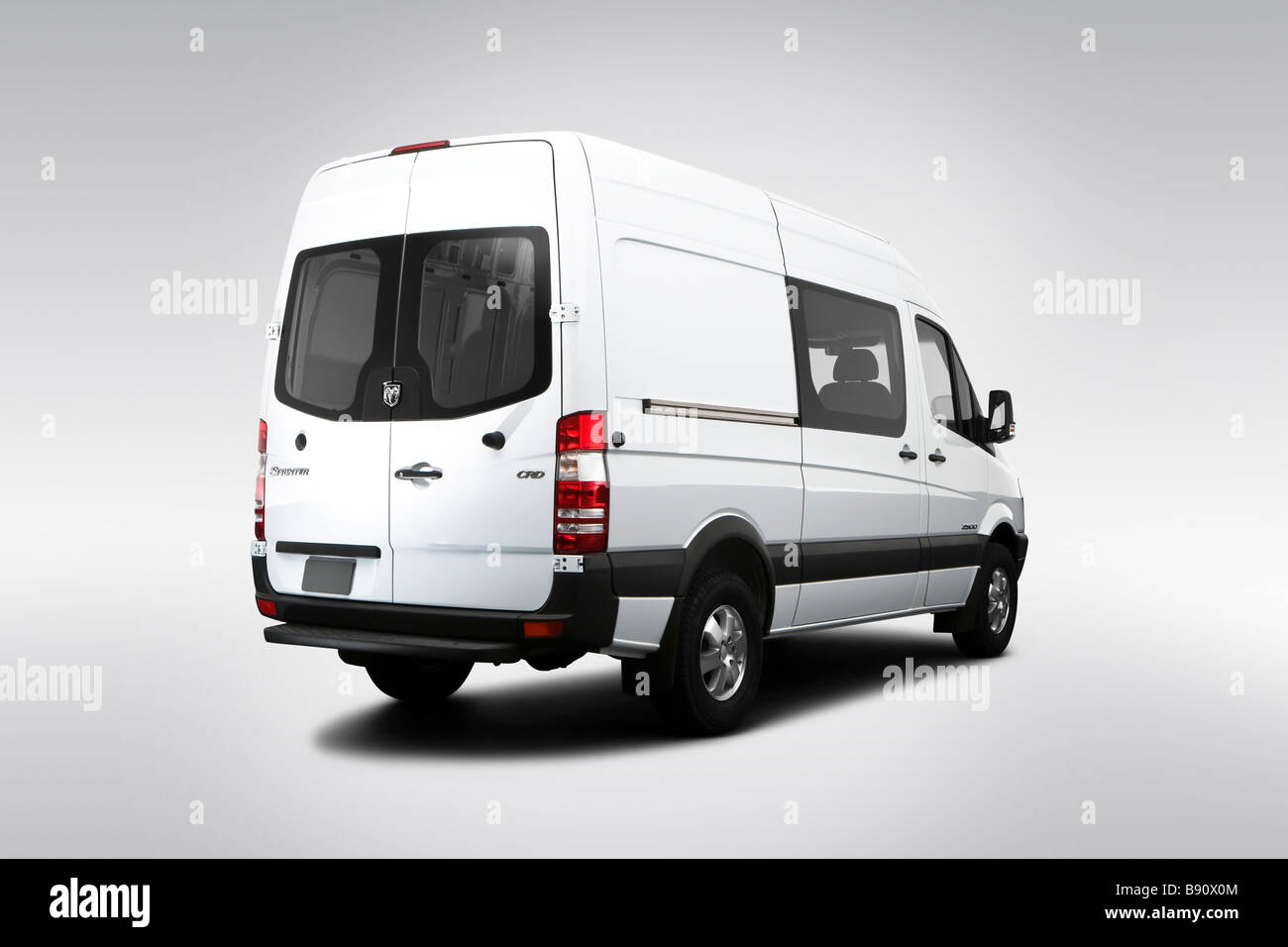 2009 Dodge Sprinter 2500 Cargo High Roof in White - Rear angle view Stock Photo