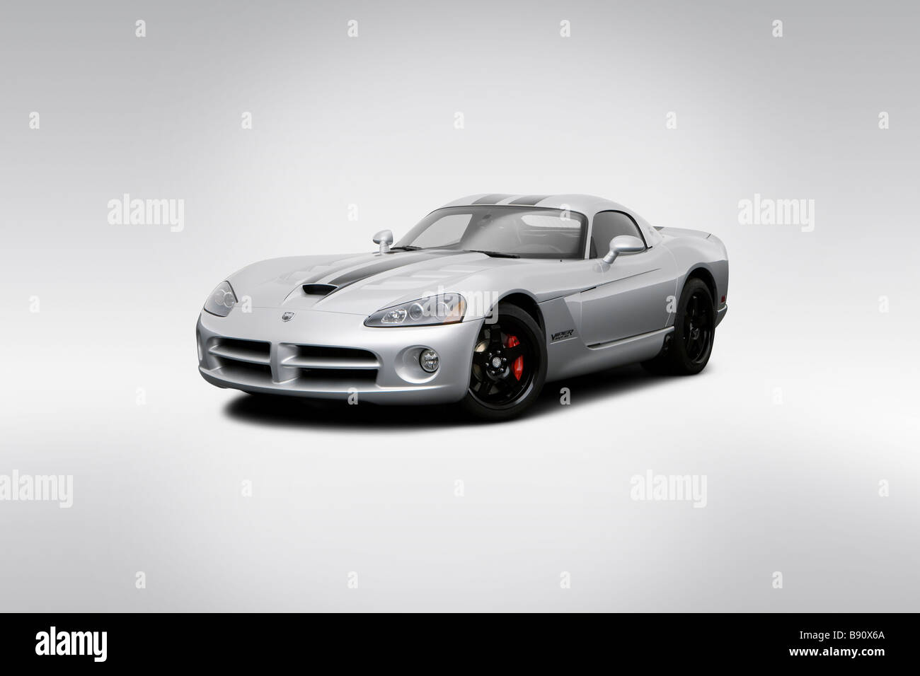 2009 Dodge Viper SRT-10 Coupe in Silver - Front angle view Stock Photo
