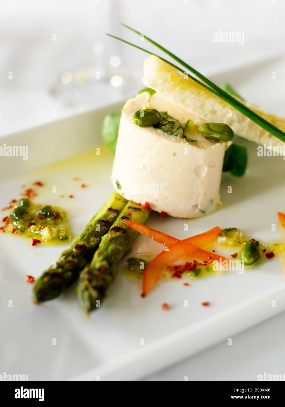 A starter with asparagus closeup Stock Photo Alamy