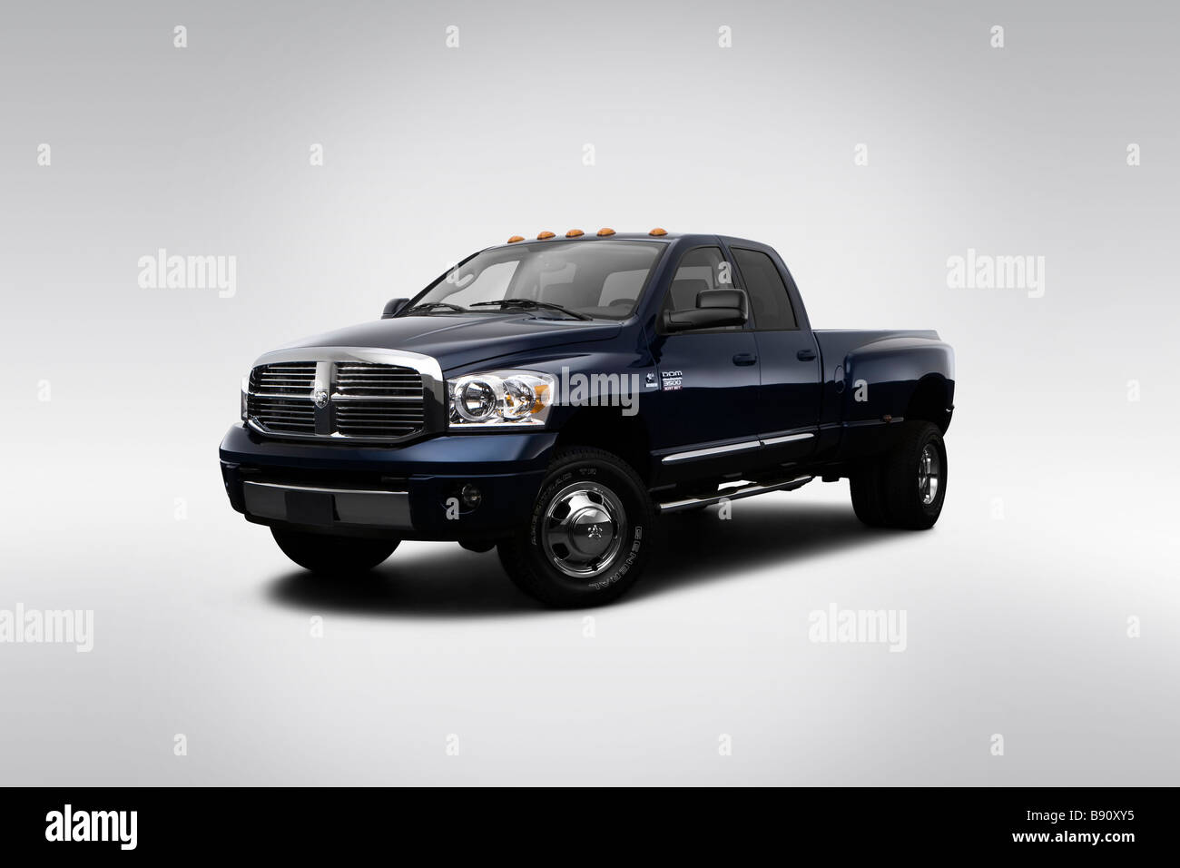 2009 Dodge Ram 3500 Laramie in Blue - Front angle view Stock Photo