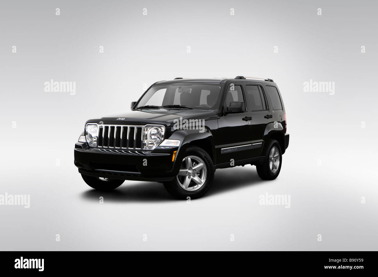 2009 Jeep Liberty Limited in Black Front angle view Stock Photo
