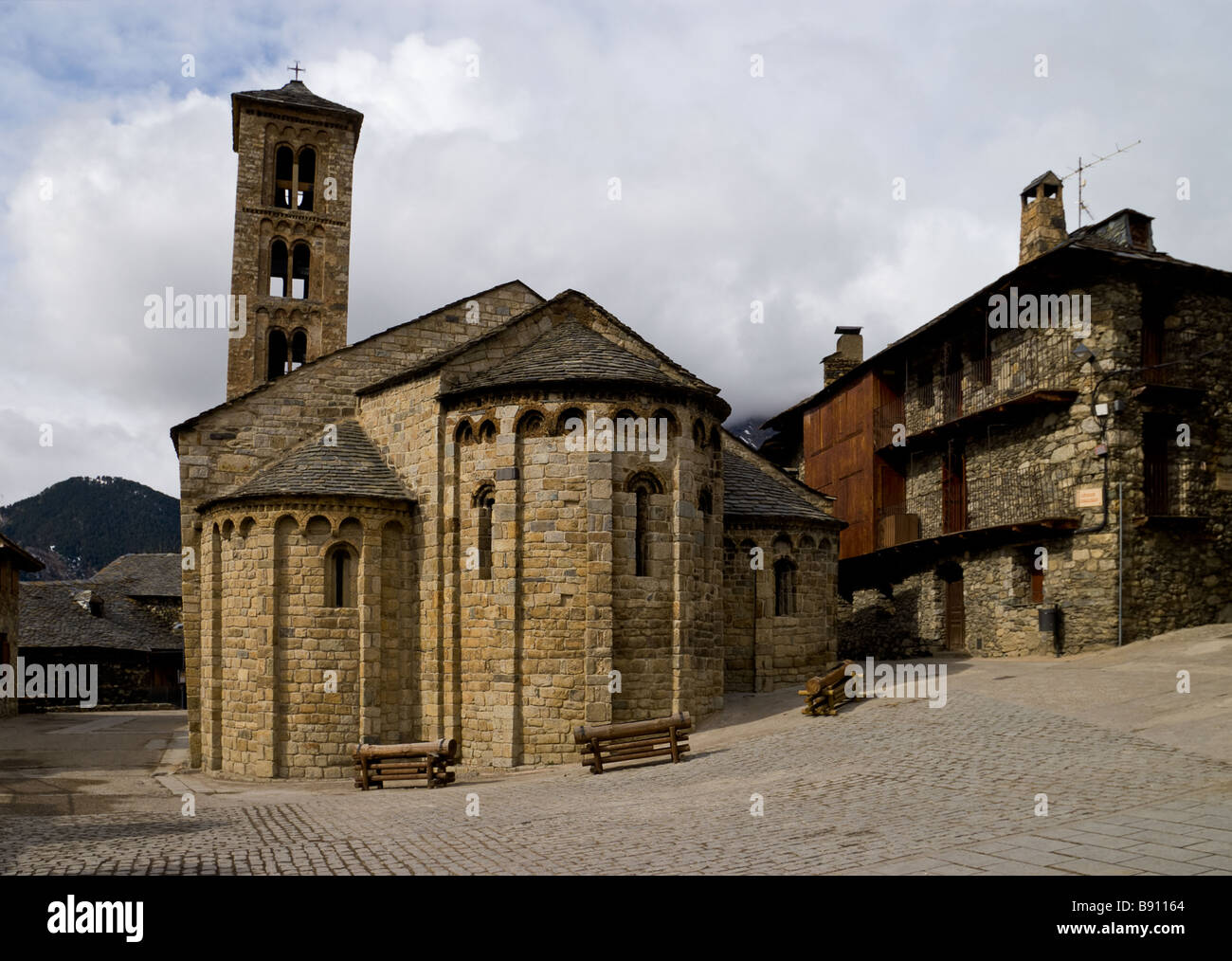11-th century Romanesque church Santa Maria de Taüll. Vall de Boí, Catalonia, Spain Stock Photo