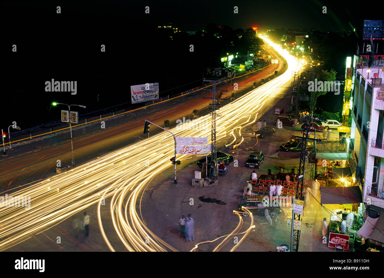 Lights from cars on a road Pakistan Stock Photo Alamy