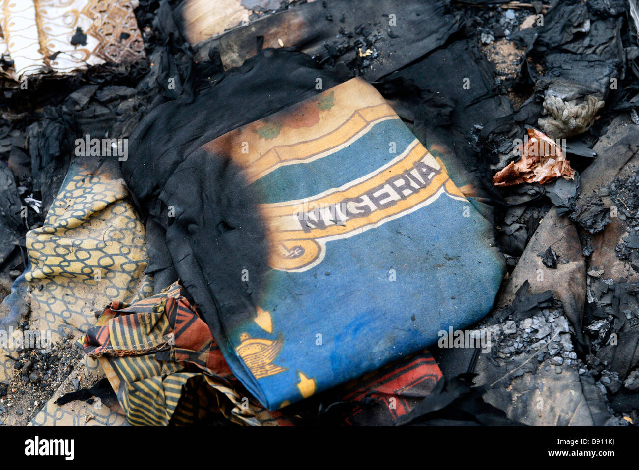 Nigeria: burnt items in a devastated house in Jos, destroyed during the post-electoral violence in November 2008 Stock Photo