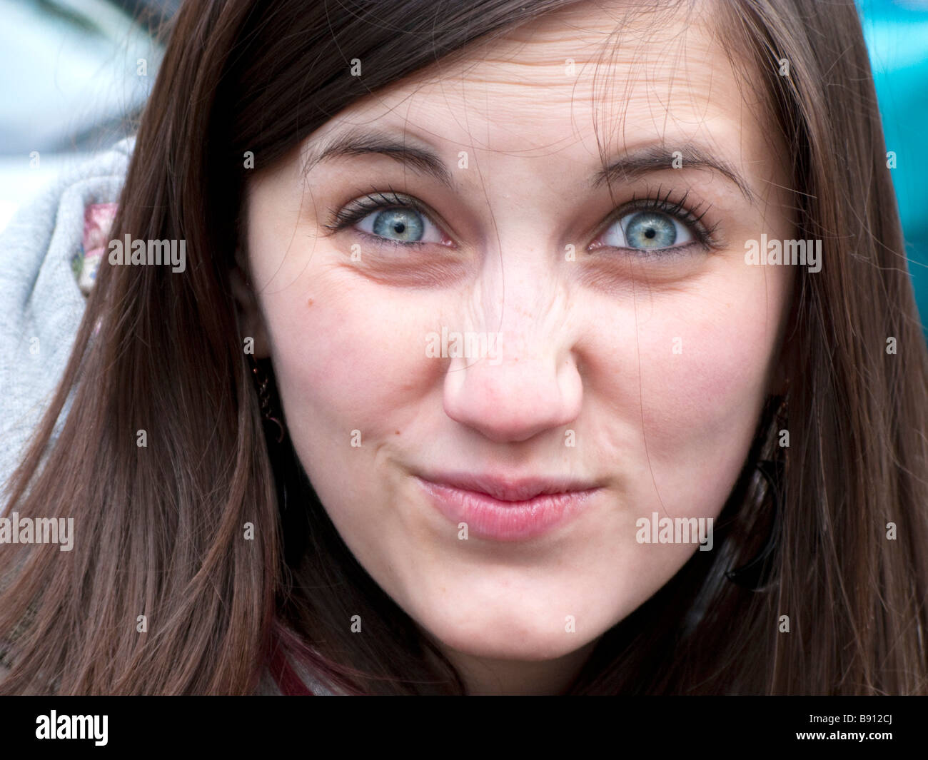 young girl pulling a funny face Stock Photo