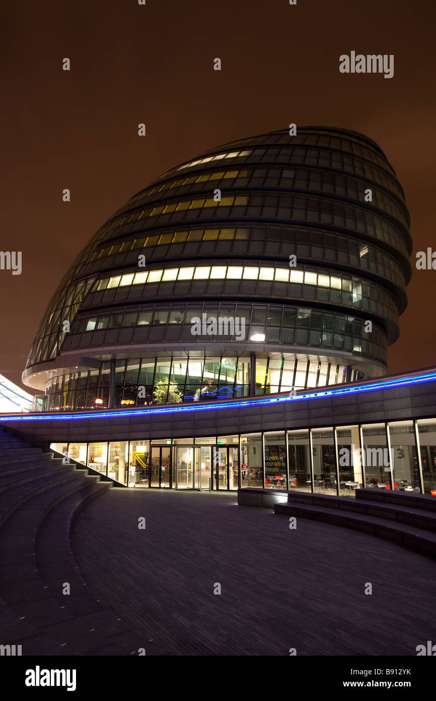 Night Shot of New City Hall London Mayors Office and London Assembly Building Stock Photo