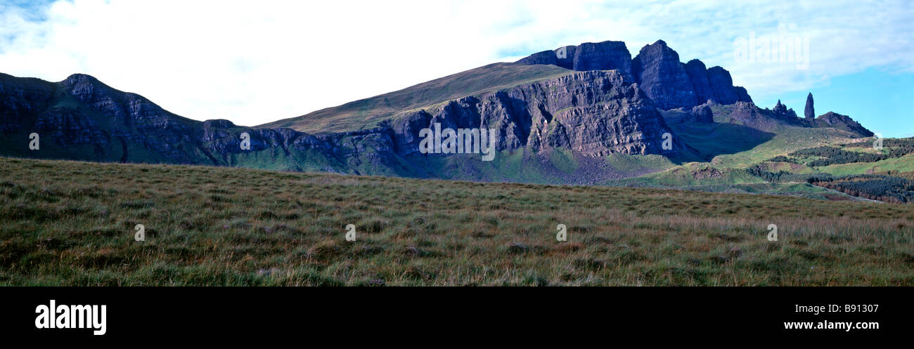 A big panoramic view to The Storr on the Island of Skye Stock Photo